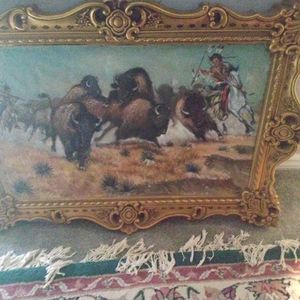 Oil m.plimmer signed 1974 buffalo run